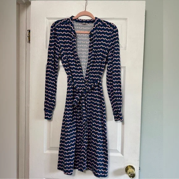 Boden Julia Jersey Shirt Dress-Surf the Web Diamond Terrace Size 2P EUC! - Picture 2 of 5